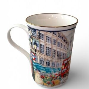 Sandler Cityscape Mug with Red and Blue Highlights